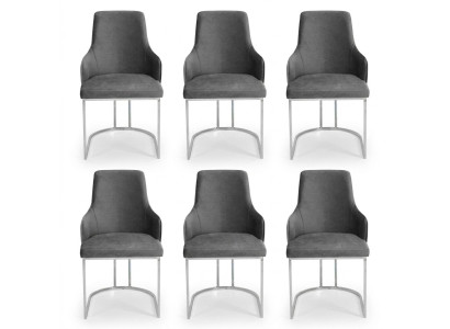 Nowoczesne Szare 6x Krzesła Metalowe Krzesło do Jadalni Designerskie Meble Luxury Krzesła