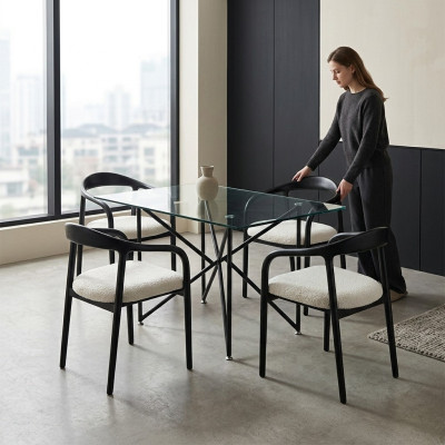 Stylowa Stal nierdzewna 4x Krzesła jadalnia Czarny Modern Krzesło Designer Metal