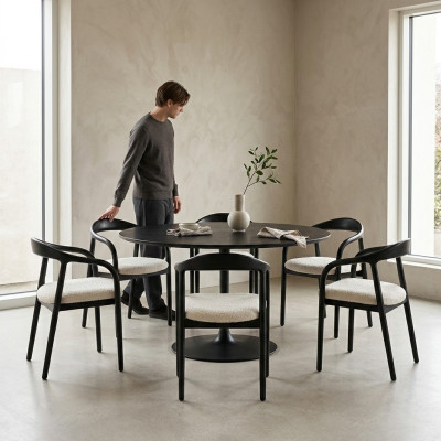 Stylowa Stal nierdzewna 6x Krzesła jadalnia Czarny Modern Krzesło Designer Metal