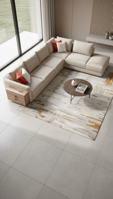 Narożnikowa kanapa L kształt beżowy projekt salonu kanapy Meble sofa tapicerowana 317 x 312