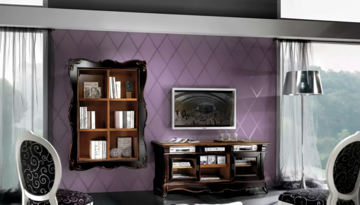 Szafka RTV Jednostka ścienna Półki Salon Klasyczne Drewno Design Meble Nowe