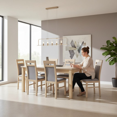Stół obiadowy + 6x Krzesła jadalnia Ustaw Designer Drewno Classic Set