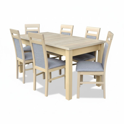 Stół obiadowy + 6x Krzesła jadalnia Ustaw Designer Drewno Classic Set