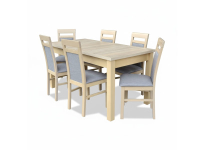 Stół obiadowy + 6x Krzesła jadalnia Ustaw Designer Drewno Classic Set