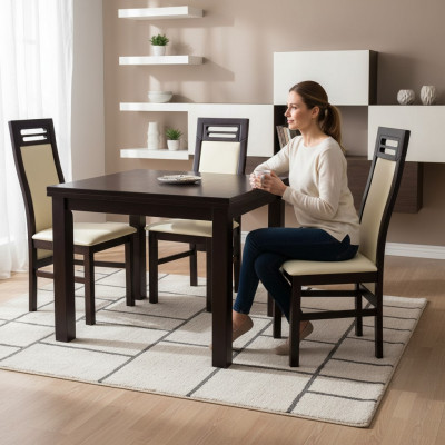 Krzesło bez podłokietników Krzesło do jadalni Drewno jadalnia Czarny Design Modern
