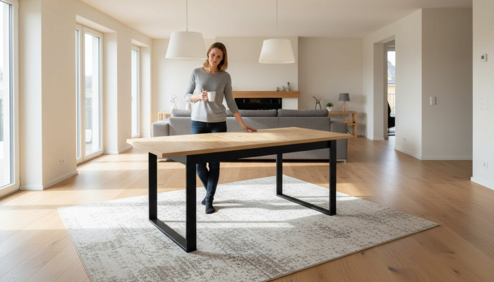 Stół obiadowy Tabela jadalnia Salon Brązowe Drewno Design Luksusowy Nowoczesny Nowość