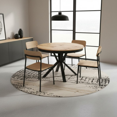 Luksusowy Stół obiadowy Brązowy Okrągły Stół jadalnia Drewno Design stoły 100 cm