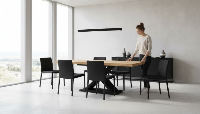 Stół obiadowy Tabela jadalnia Salon Brązowe Drewno Design Luksusowy Nowoczesny