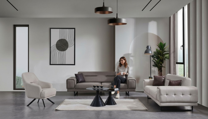 Sofy do salonu Kompletny luksus 2x trzyosobowa sofa Nowoczesne meble Fotel