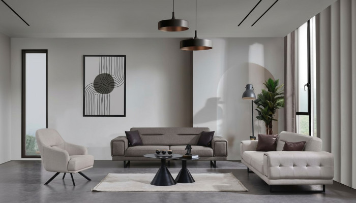 Sofy do salonu Kompletny luksus 2x trzyosobowa sofa Nowoczesne meble Fotel