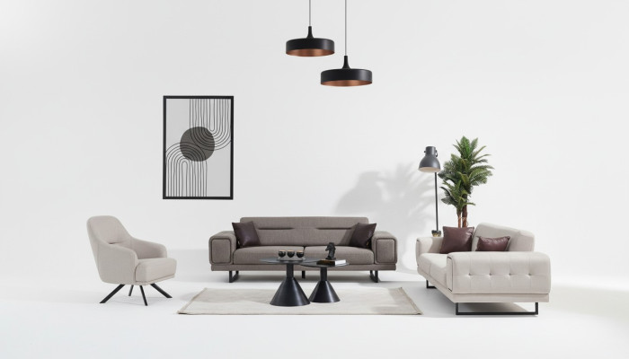 Sofy do salonu Kompletny luksus 2x trzyosobowa sofa Nowoczesne meble Fotel