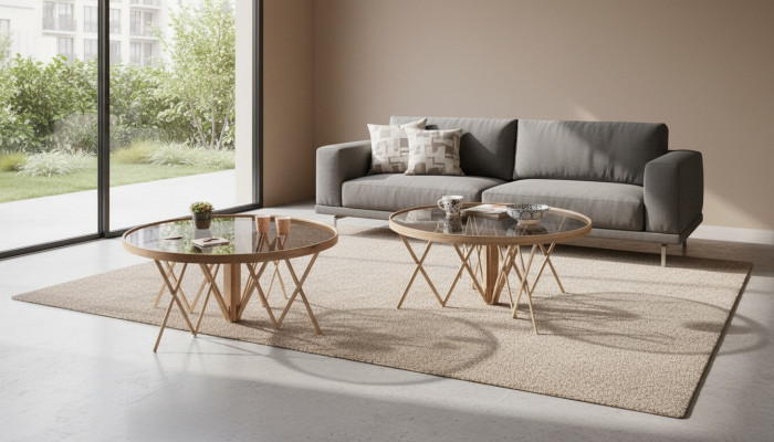 Designerski Zestaw do Salonu 2x Stoliki do kawy Okrągły Tabela Luxury Meble
