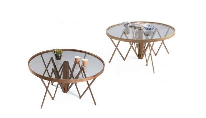Designerski Zestaw do Salonu 2x Stoliki do kawy Okrągły Tabela Luxury Meble