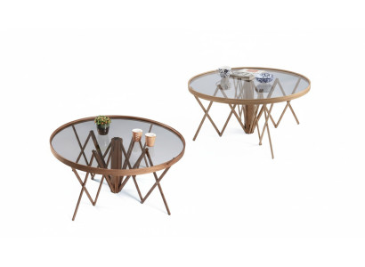Designerski Zestaw do Salonu 2x Stoliki do kawy Okrągły Tabela Luxury Meble