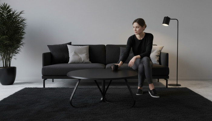 Pokój dzienny Czarny stolik kawowy Nowoczesne designerskie meble Luksusowe meble