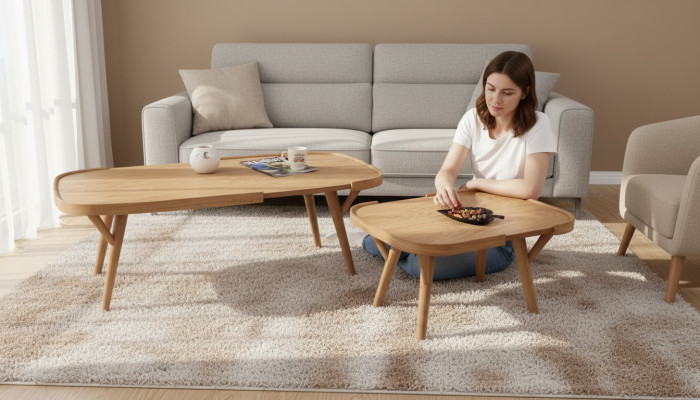 Zestaw do salonu 2 szt. 2x Stoliki do ekspresu Designer Meble Modern Complete Drewno