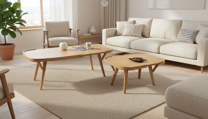 Zestaw do salonu 2 szt. 2x Stoliki do ekspresu Designer Meble Modern Complete Drewno