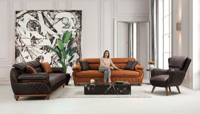 Salon kompletny 3-częściowy nowoczesny 2x sofa trzyosobowa kanapa luksusowy fotel nowy