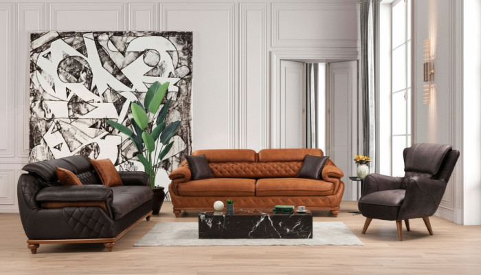 Salon kompletny 3-częściowy nowoczesny 2x sofa trzyosobowa kanapa luksusowy fotel nowy