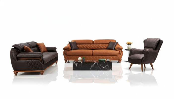 Salon kompletny 3-częściowy nowoczesny 2x sofa trzyosobowa kanapa luksusowy fotel nowy