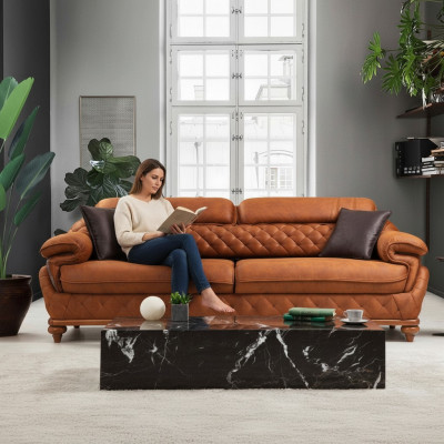 Sofa Trzyosobowa Kanapa Salon Sofy Tapicerowane Nowoczesny Design Luksusowe Meble