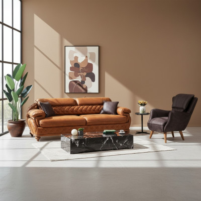 Nowoczesny komplet do salonu Trzyosobowa sofa Sofa Fotel Luxury Meble