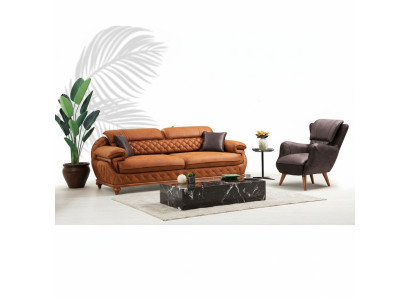 Nowoczesny komplet do salonu Trzyosobowa sofa Sofa Fotel Luxury Meble