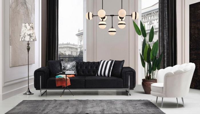 Nowoczesne Meble Salonowe Kompletna Sofa Kanapa Trzyosobowa Meble tapicerowane Fotel