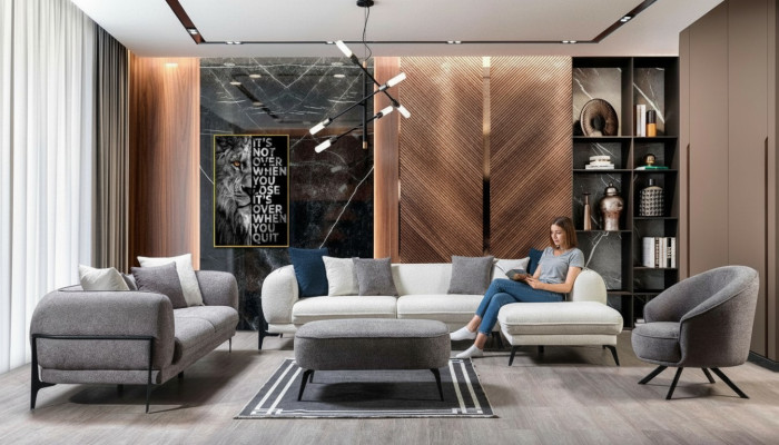 Zestaw do salonu Sofa 3-częściowa Sofa w kształcie litery L kanapa Sofy tapicerowane trzyosobowe Fotel Nowość