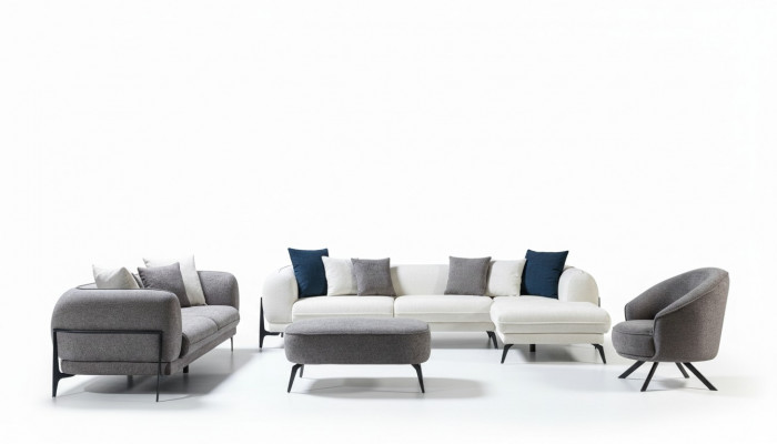 Zestaw do salonu Sofa 3-częściowa Sofa w kształcie litery L kanapa Sofy tapicerowane trzyosobowe Fotel Nowość