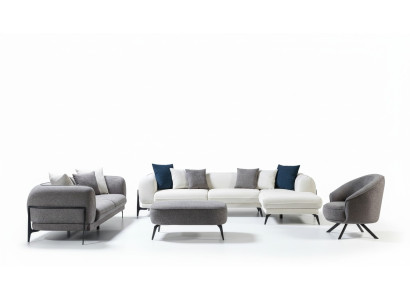 Zestaw do salonu Sofa 3-częściowa Sofa w kształcie litery L kanapa Sofy tapicerowane trzyosobowe Fotel Nowość