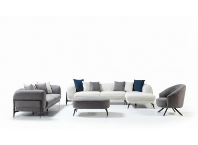 Zestaw do salonu Sofa 3-częściowa Sofa w kształcie litery L kanapa Sofy tapicerowane trzyosobowe Fotel Nowość