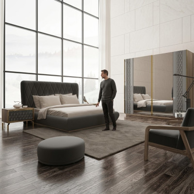 Kompletny zestaw podwójne łóżko luksusowe 2x Szafki nocne design Szafa Szafa