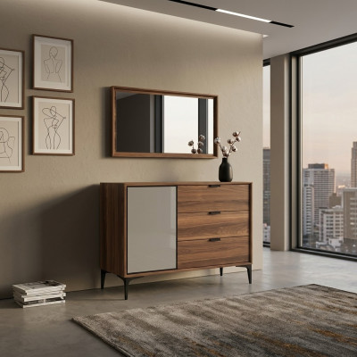 Nowoczesny Design Meble Sypialnia Brown Kredens z Lustro Luxus