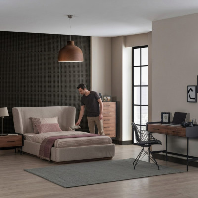 Design Kompletna 4-częściowa Sypialnia Łóżko Stolik nocny Modern Kredens Nowość