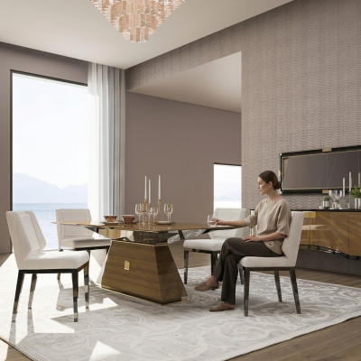 Luksusowe Nowoczesne Meble jadalnia Stół obiadowy Design 4x Krzesła kredens dla grupy jadalnianej
