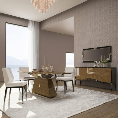 Luksusowe Nowoczesne Meble jadalnia Stół obiadowy Design 4x Krzesła kredens dla grupy jadalnianej