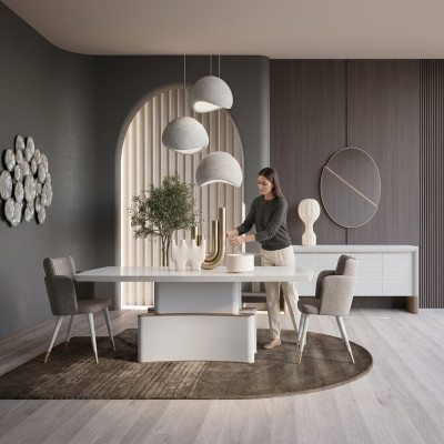 Luksusowy zestaw do jadalni Stół obiadowy designerski kredens nowoczesna grupa mebli jadalnianych