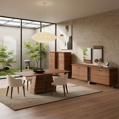 Luksusowa grupa jadalniana kompletna 10 szt. Stół obiadowy design kredens jadalnia 2x Szafa