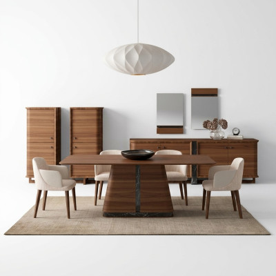 Luksusowa grupa jadalniana kompletna 10 szt. Stół obiadowy design kredens jadalnia 2x Szafa