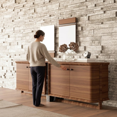 Luksusowy kompletny kredens z 2x Lustro design drewniana szafka jadalnia Meble