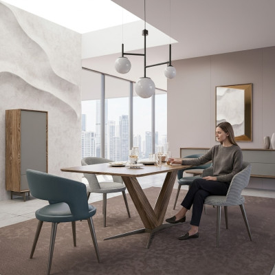 jadalnia Kompletny 8-częściowy zestaw Krzesła Nowy Stół obiadowy Kredens Design Galota