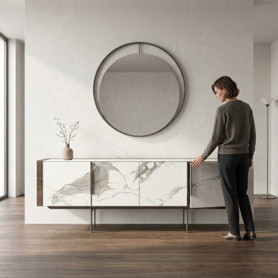 Luksusowa jadalnia Nowoczesny Kredens z Lustro Design Meble Nowość