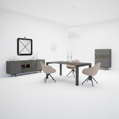 Designerski Pokój Stół obiadowy Zestaw Krzesła Metal Textill Dining Group Szafa