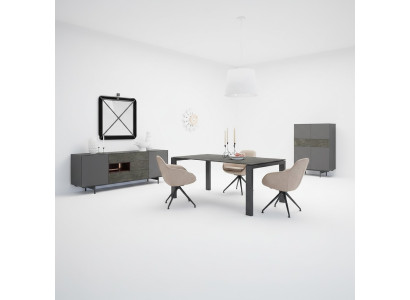 Designerski Pokój Stół obiadowy Zestaw Krzesła Metal Textill Dining Group Szafa