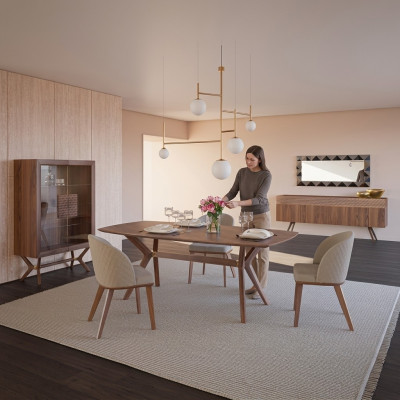 Modern Design jadalnia Kompletny Stół obiadowy 4x Krzesza Luksusowy Kredens Nowa Galota