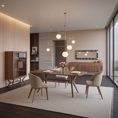 Modern Design jadalnia Kompletny Stół obiadowy 4x Krzesza Luksusowy Kredens Nowa Galota