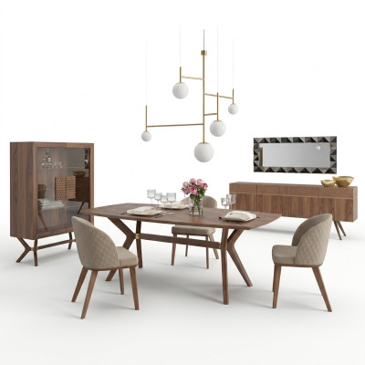 Modern Design jadalnia Kompletny Stół obiadowy 4x Krzesza Luksusowy Kredens Nowa Galota