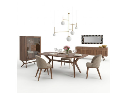 Modern Design jadalnia Kompletny Stół obiadowy 4x Krzesza Luksusowy Kredens Nowa Galota