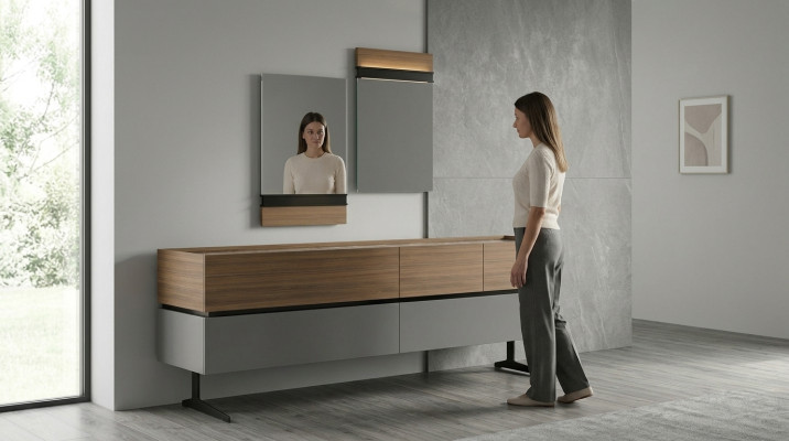 Luksusowy kredens do jadalni kompletny 2x Lustro Nowoczesny design mebli